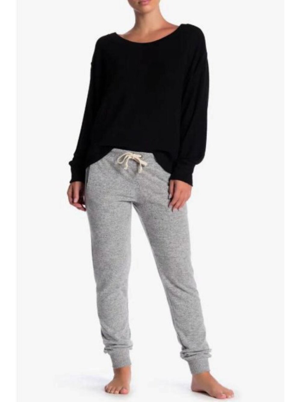Theo & Spence Yummy Pocket Brushed Knit Joggers in Heather Gray Size S